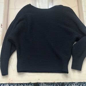Anthropologie Black Ribbed Pullover Sweater XL